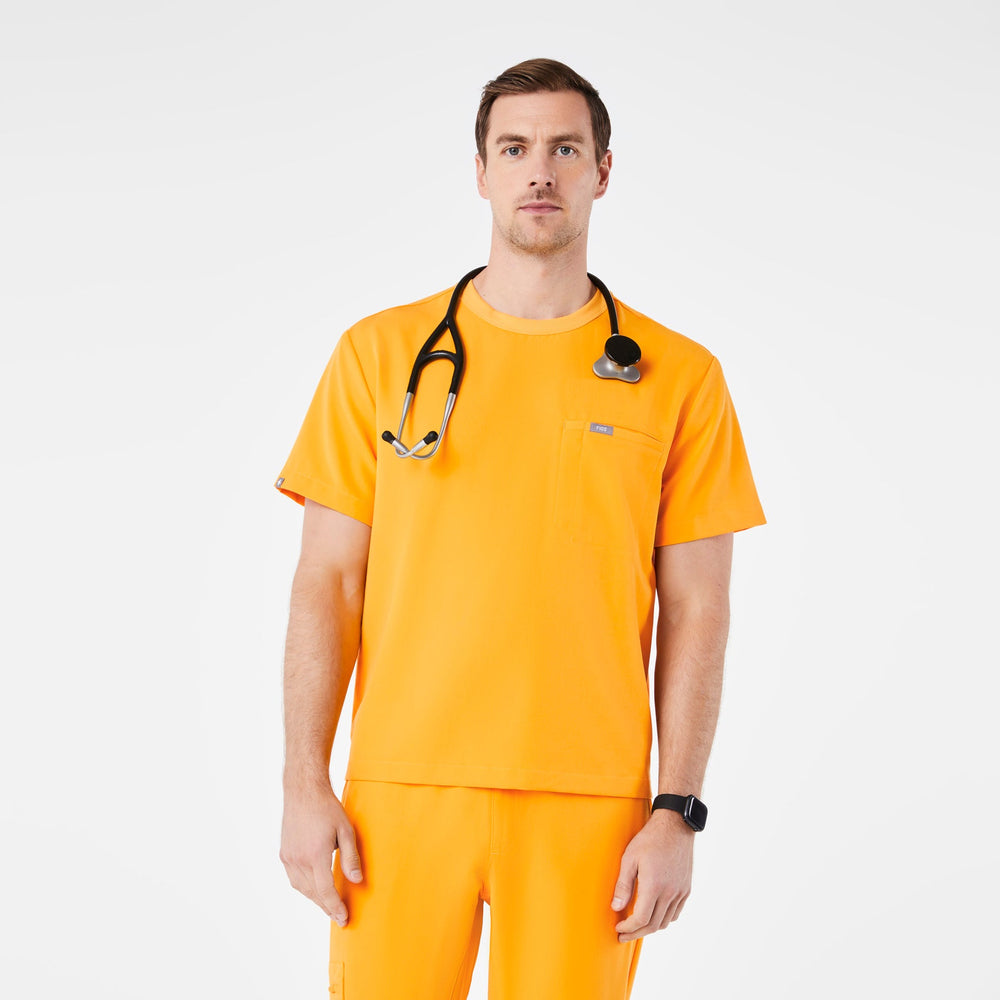 men's Emergency Yellow Easton Relaxed - Crewneck Scrub Top