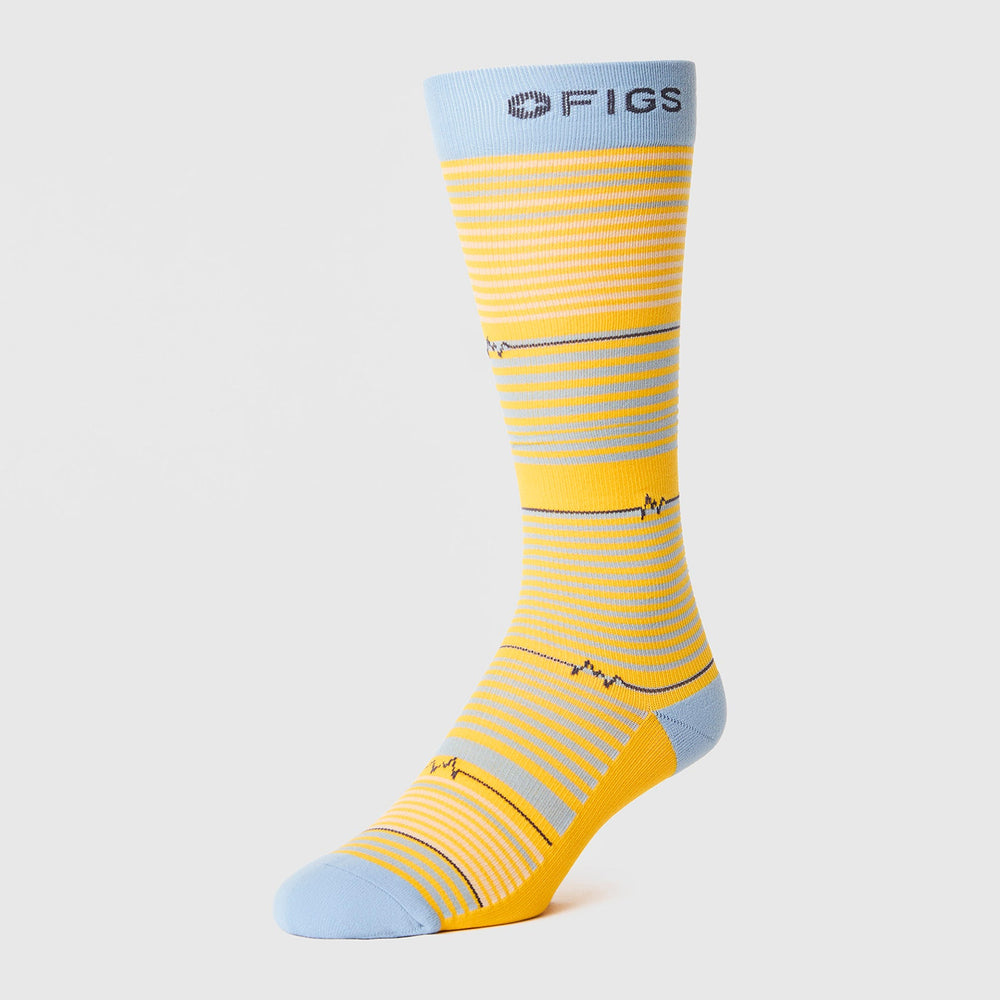 men's Emergency Yellow Pulse Stripe - Compression Socks