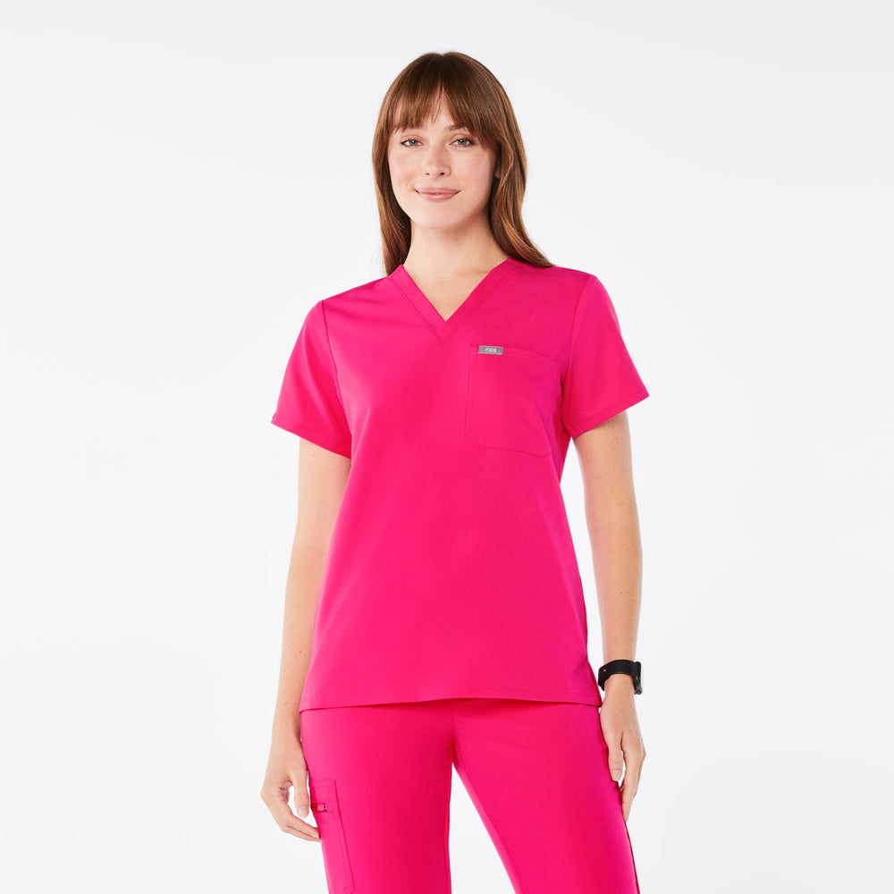 women's Shocking Pink Catarina Petite One-Pocket Scrub Top‚Ñ¢