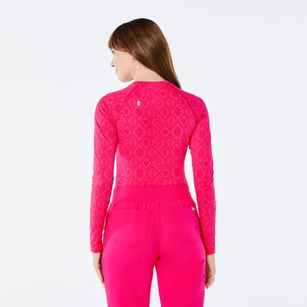 women's Fair Isle Shocking Pink Salta Seamless Longsleeve Underscrub