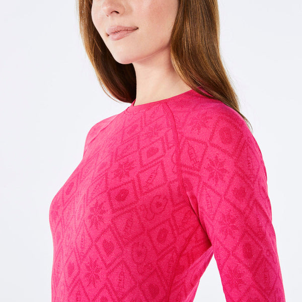 women's Fair Isle Shocking Pink Salta Seamless Longsleeve Underscrub