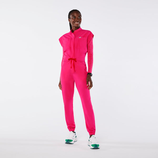 women's Shocking Pink Rafaela Cargo ScrubJumpsuit‚Ñ¢