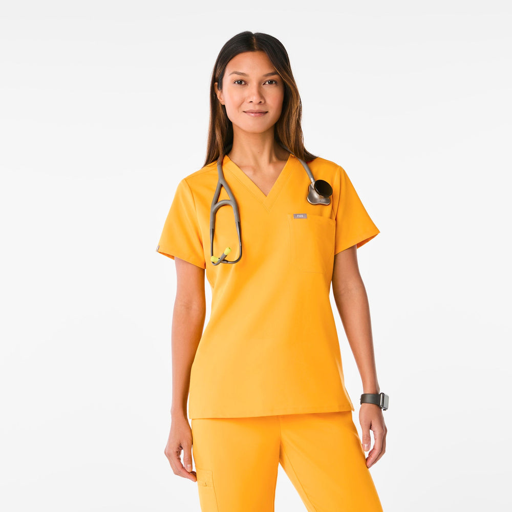 women's Emergency Yellow Catarina Petite One-Pocket Scrub Top‚Ñ¢
