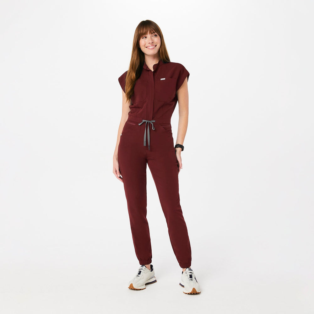 women's Burgundy Rafaela - Cargo ScrubJumpsuit‚Ñ¢
