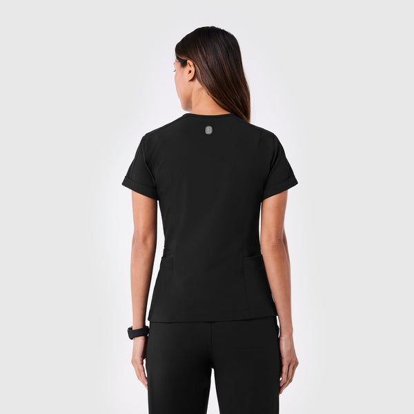 women's Black Indestructible Slim V-Neck Scrub Top