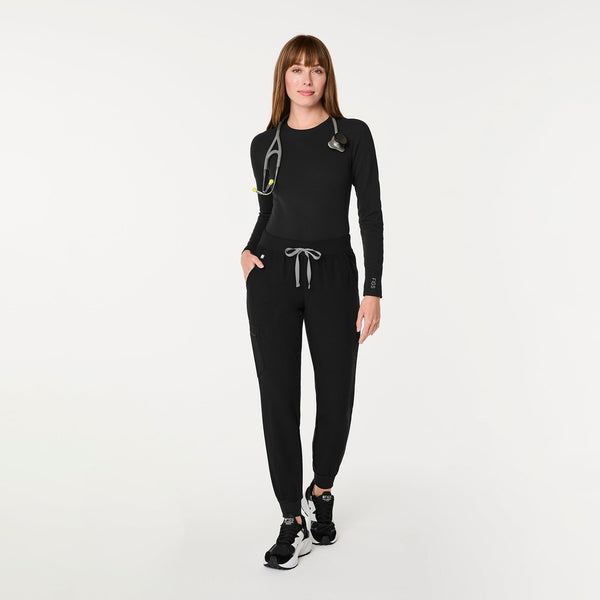 women's Black Waffle - Longsleeve Underscrub