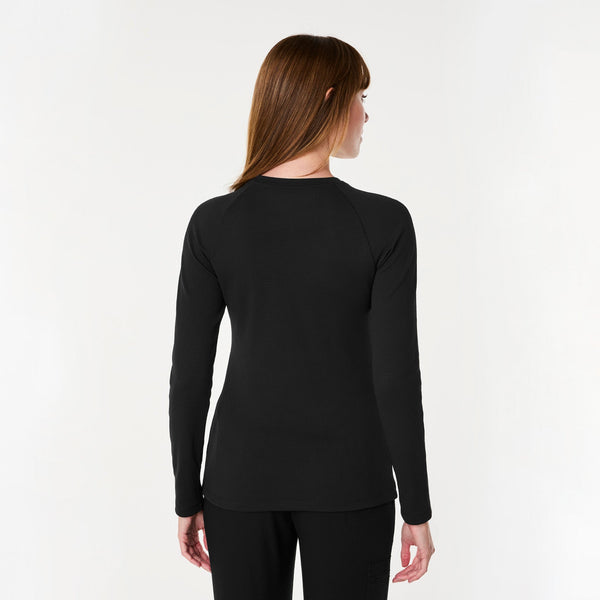 women's Black Waffle - Longsleeve Underscrub