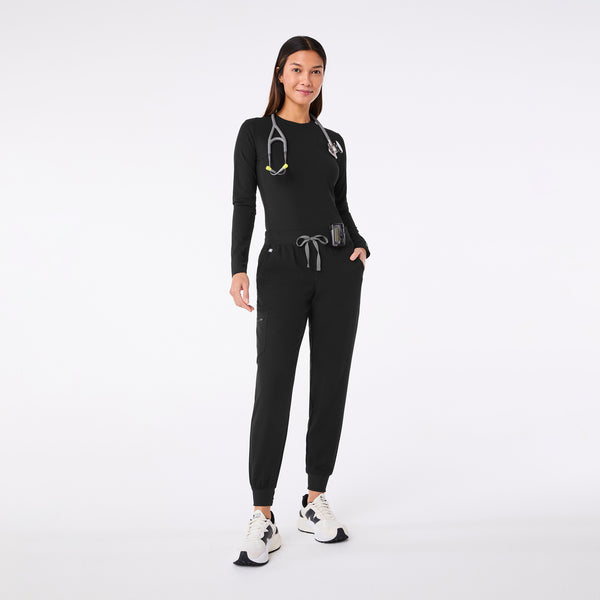 women's Black Ribbed Longsleeve - Underscrub