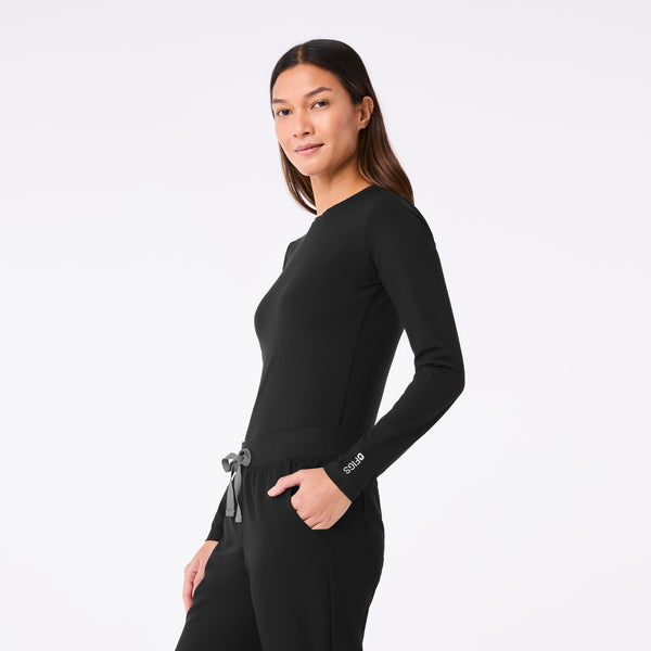 women's Black Ribbed Longsleeve - Underscrub