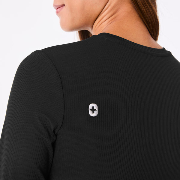 women's Black Ribbed Longsleeve - Underscrub