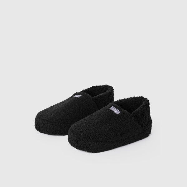 unisex Black High Pile Slippers