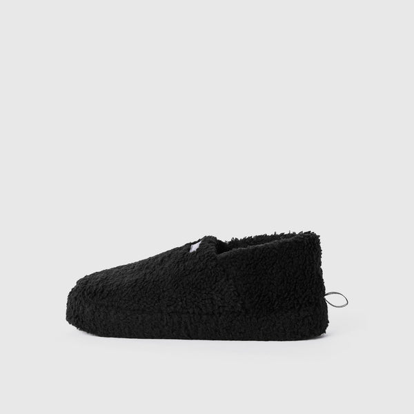 unisex Black High Pile Slippers