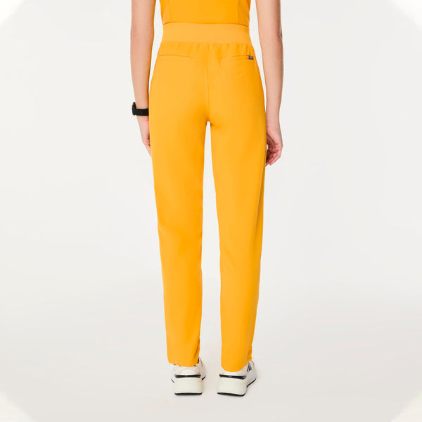 women's Emergency Yellow High Waisted Bristol Petite Slim Tapered Scrub Pants