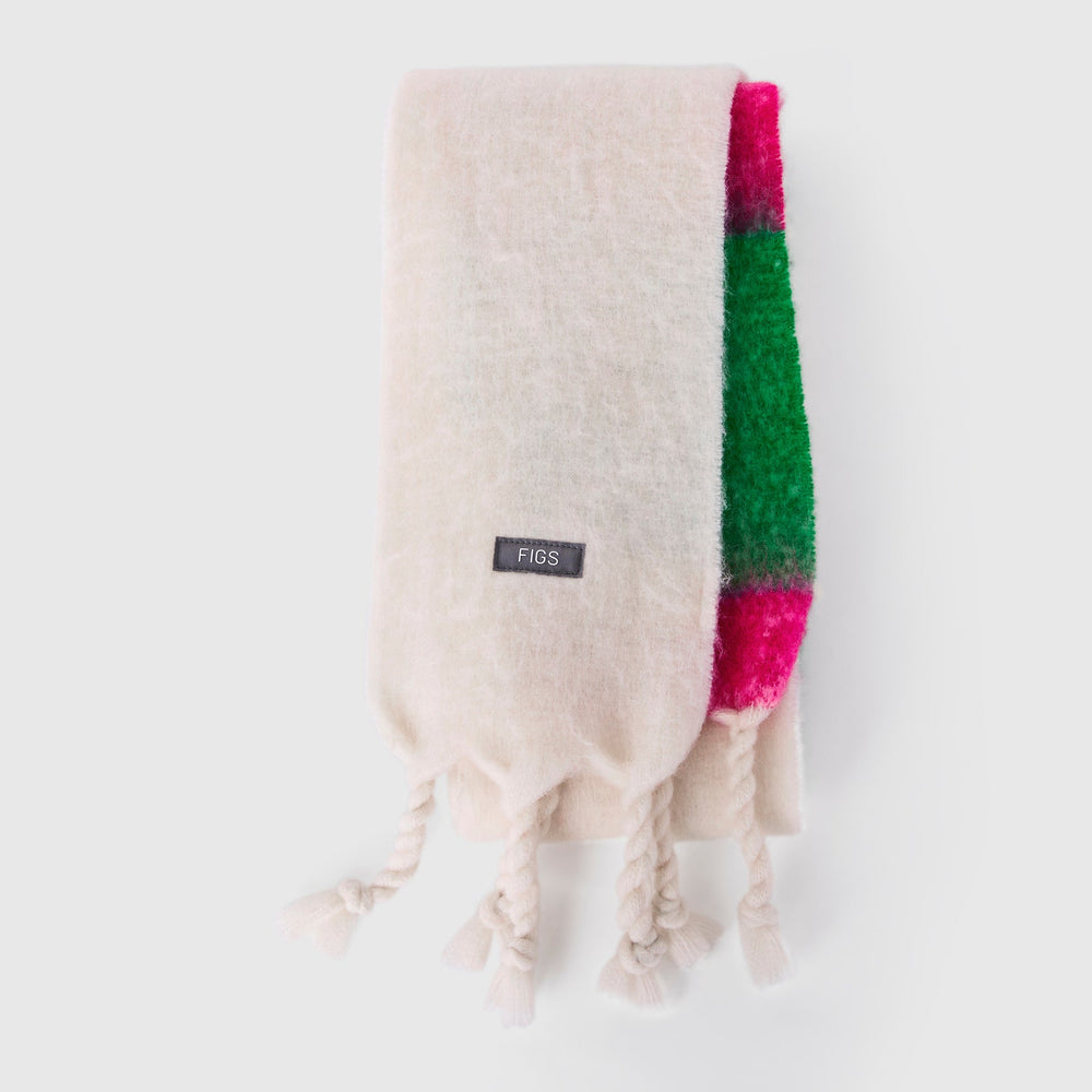 Shocking Pink / Evergreen Color Block Scarf