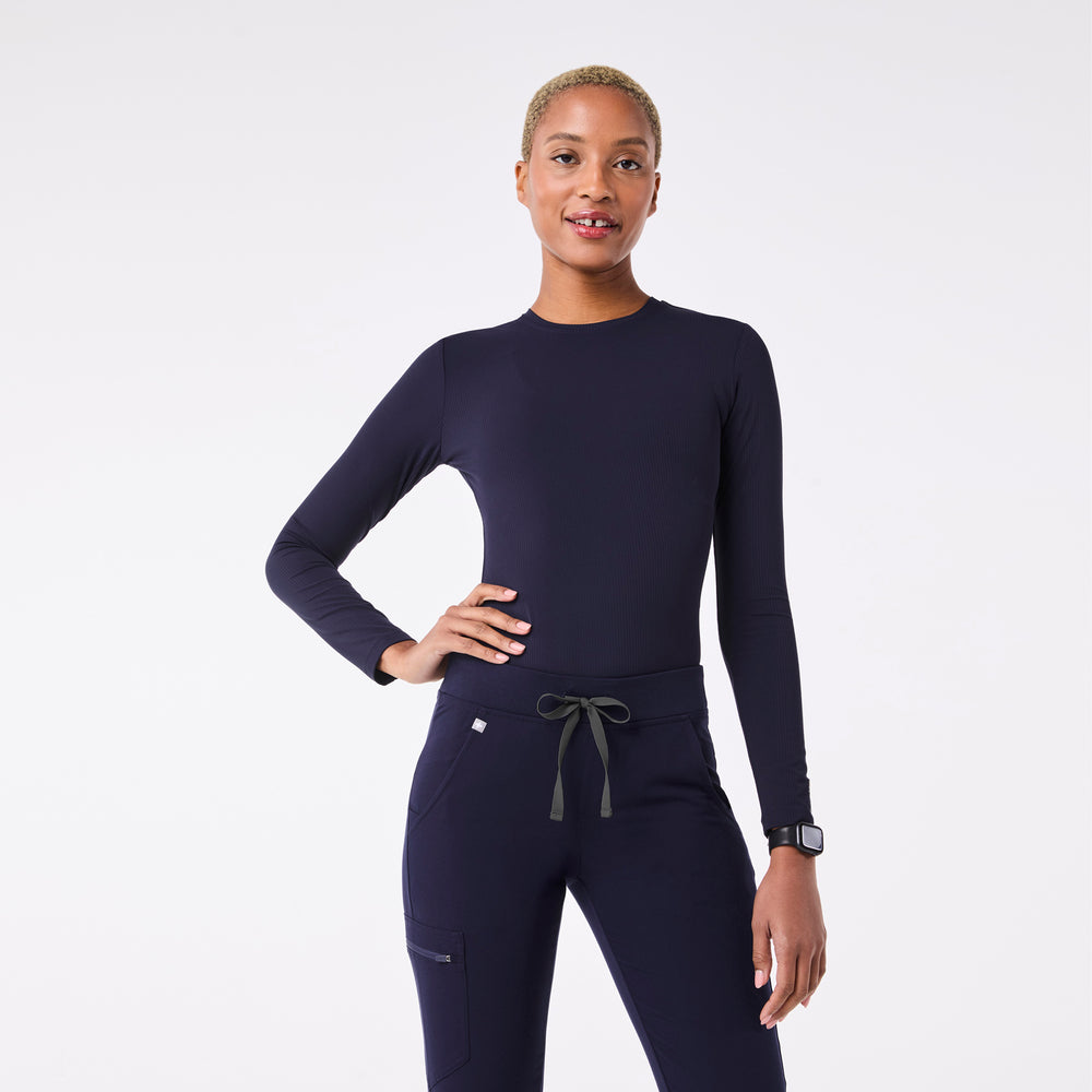 women's Navy Ribbed Longsleeve - Underscrub