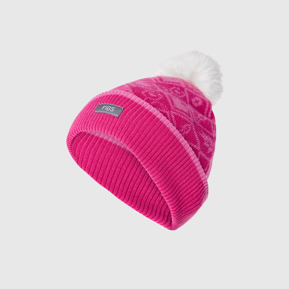 Shocking Pink Fair Isle Knit Beanie