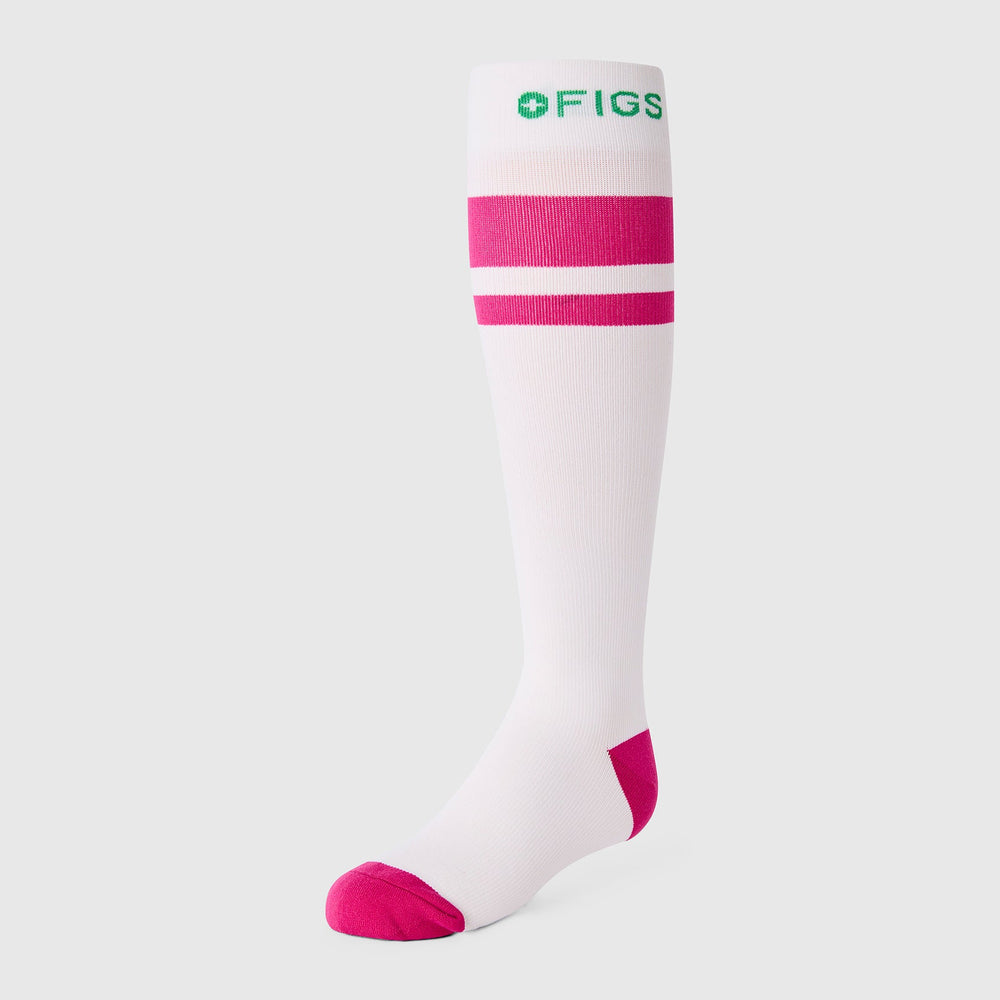 women's Shocking Pink Two Stripe Compression Socks