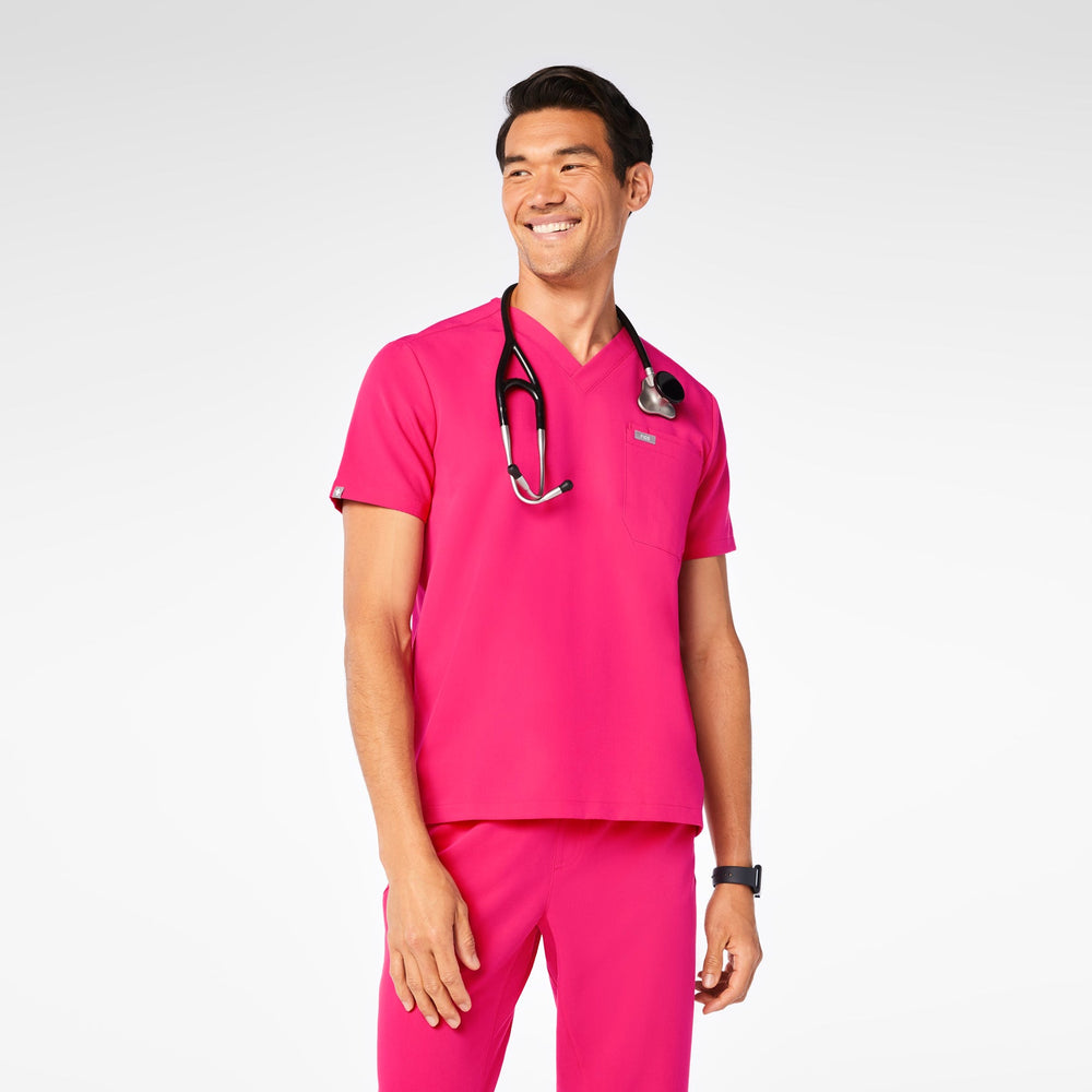 men's Shocking Pink Leon - Three-Pocket Scrub Top‚Ñ¢