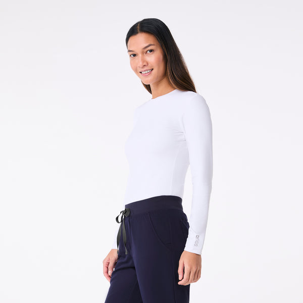 women's White Ribbed Longsleeve - Underscrub