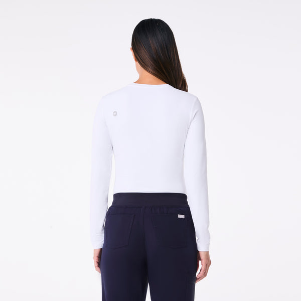 women's White Ribbed Longsleeve - Underscrub