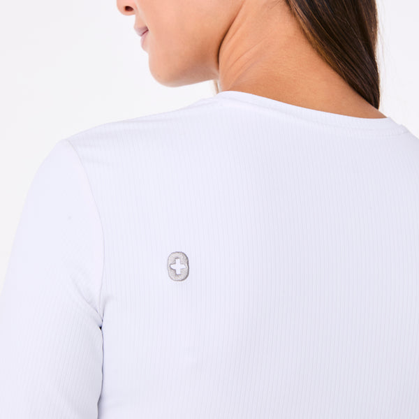 women's White Ribbed Longsleeve - Underscrub