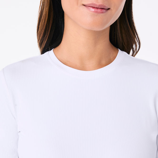 women's White Ribbed Longsleeve - Underscrub