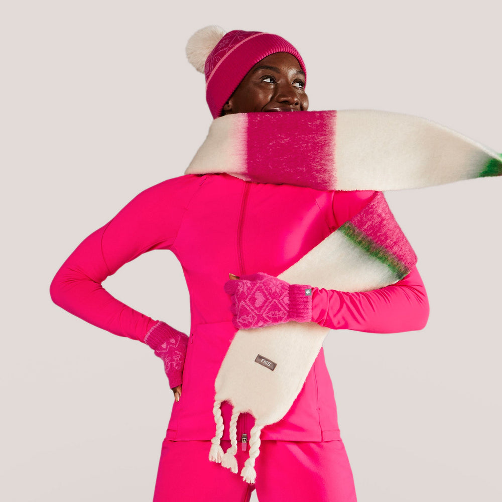 women's Shocking Pink ContourKnit Scrub Jacket‚Ñ¢