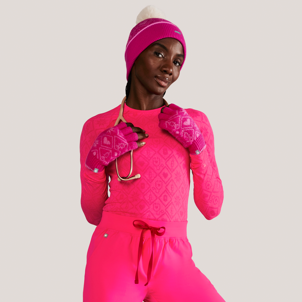 women's Fair Isle Shocking Pink Salta Seamless Longsleeve Underscrub