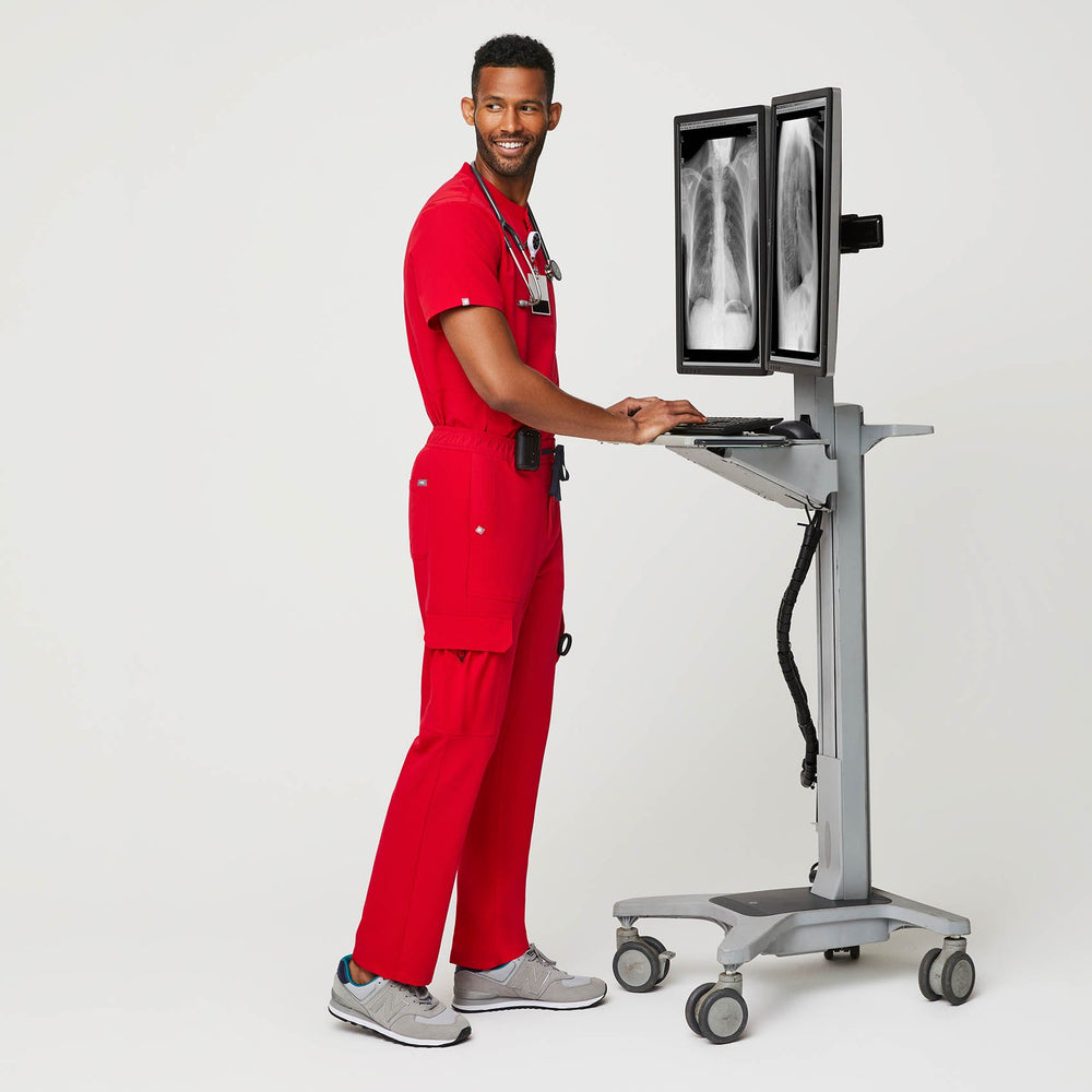 men's Pop Red Akobo - Cargo Straight Scrub Pants