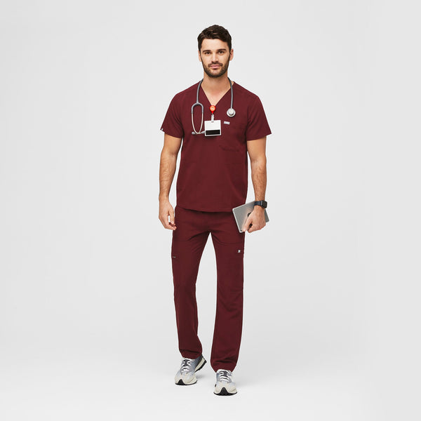 Men's Burgundy Chisec™ - Three-Pocket Scrub Top