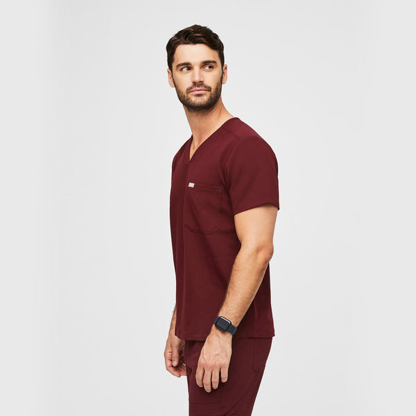 Men's Burgundy Chisec™ - Three-Pocket Scrub Top