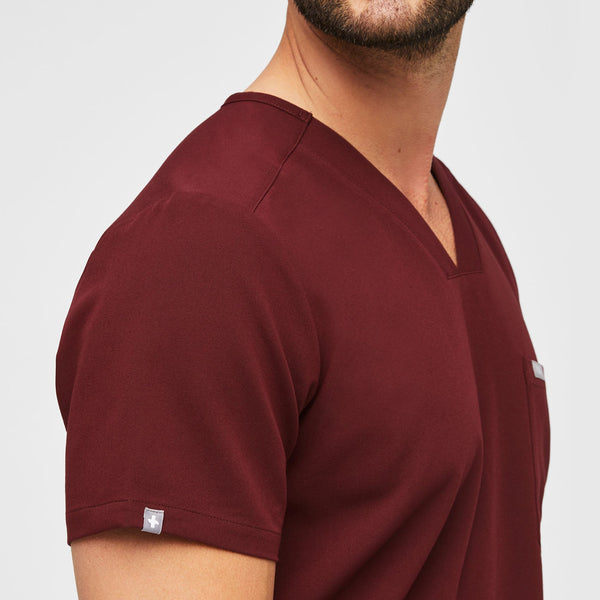 Men's Burgundy Chisec™ - Three-Pocket Scrub Top