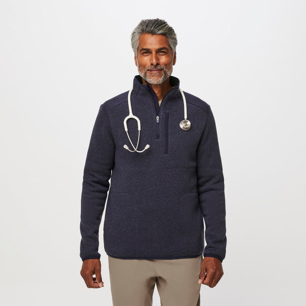 Men's Heather Navy On-Shift™ ¼ Zip - Sweater Knit