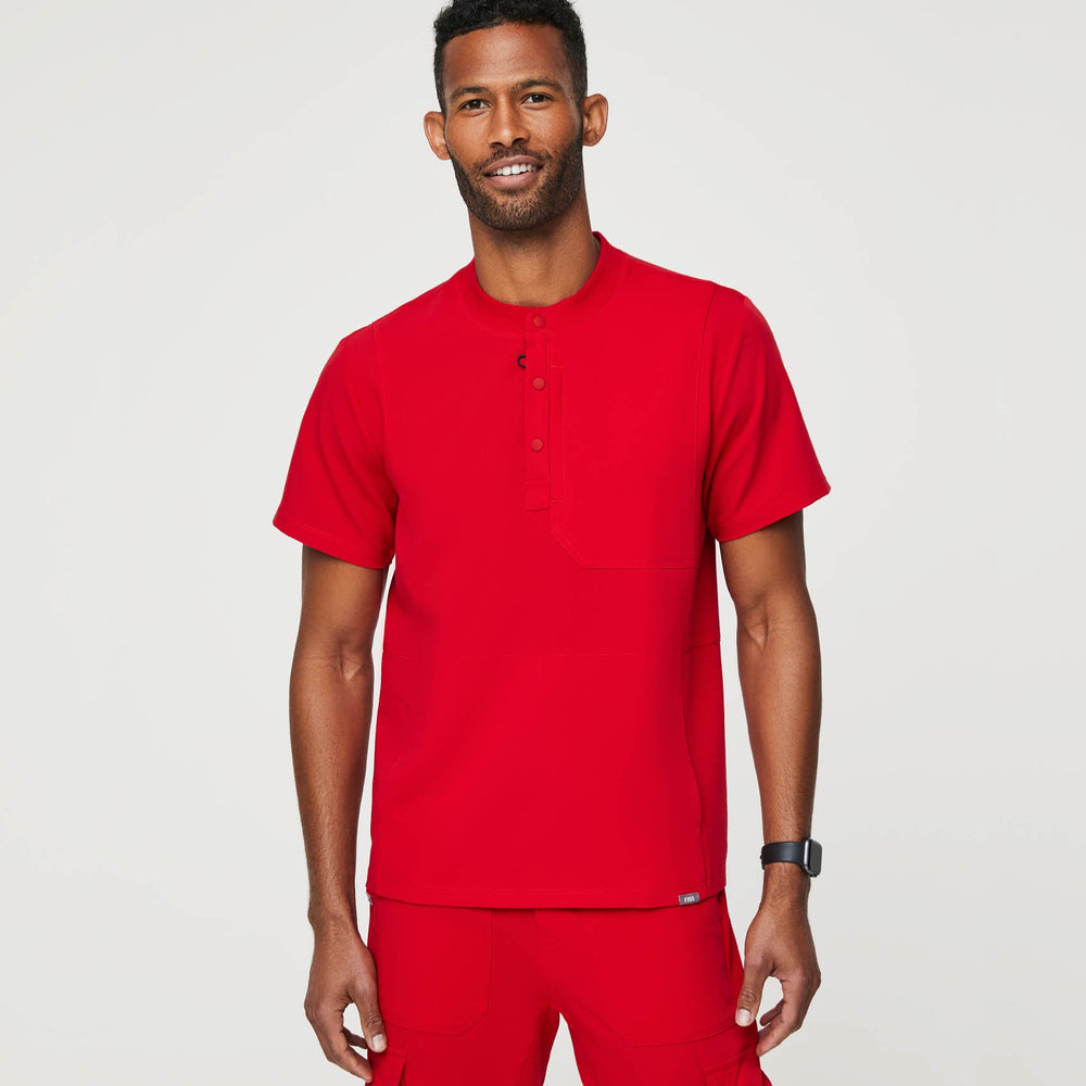 men's Pop Red Kajo - Classic Crew Scrub Top