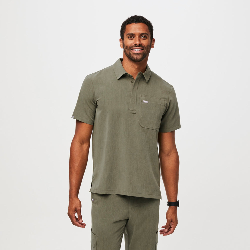 men's Heather Olive Lima Classic Shortsleeve - Cargo ScrubPolo™