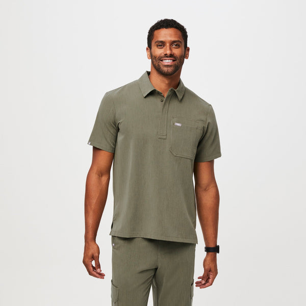 men's Heather Olive Lima Classic Shortsleeve - Cargo ScrubPolo™