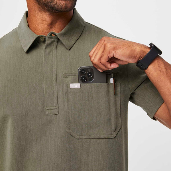 men's Heather Olive Lima Classic Shortsleeve - Cargo ScrubPolo™