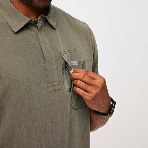 men's Heather Olive Lima Classic Shortsleeve - Cargo ScrubPolo™