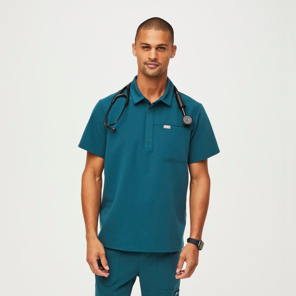 men's Caribbean Blue Lima - Shortsleeve ScrubPolo™