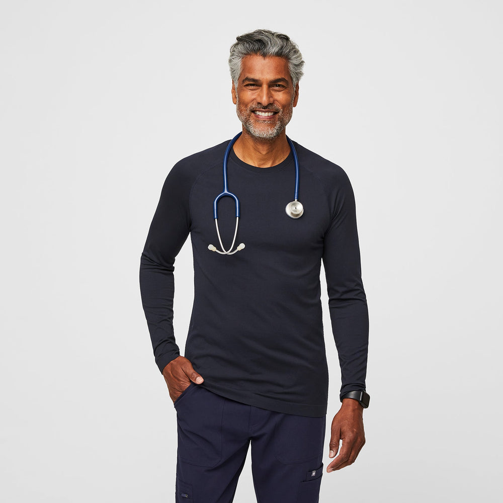 men's Navy Makato Seamless - Longsleeve Underscrub