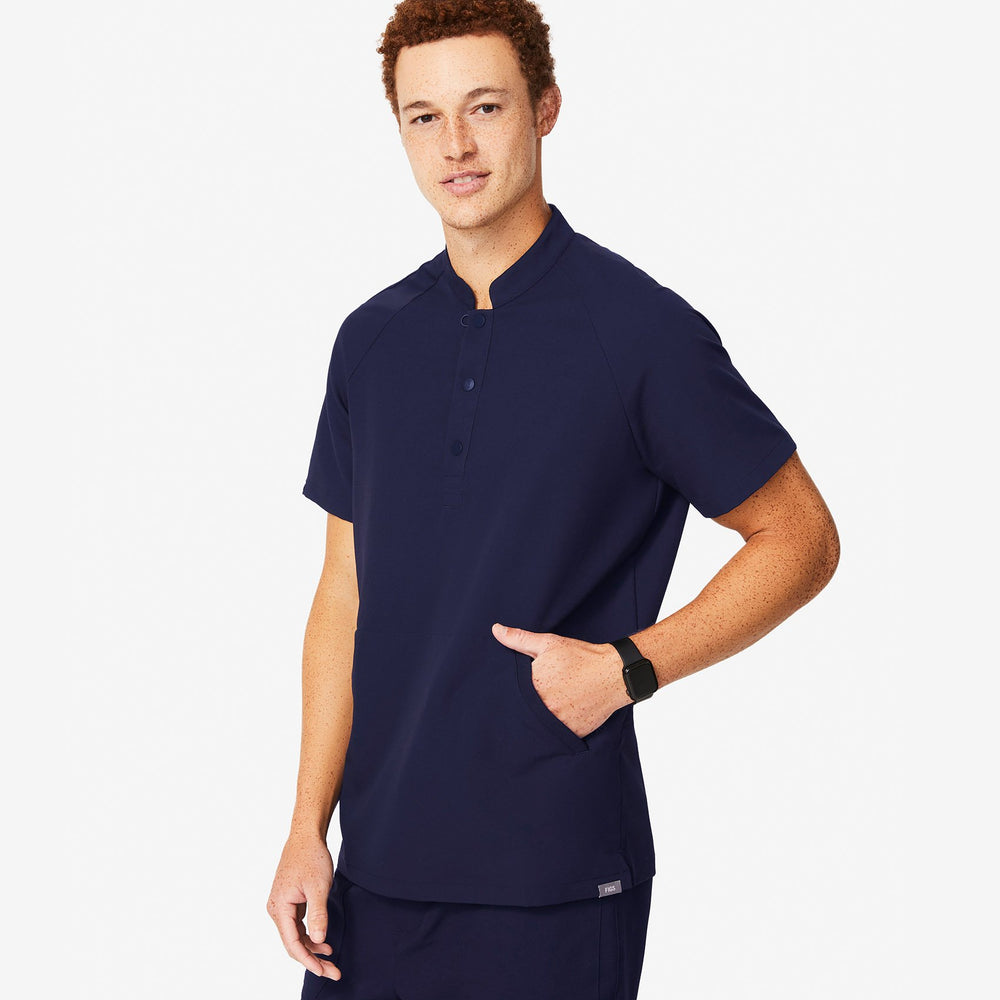 men's Navy Bengo - Henley Scrub Top