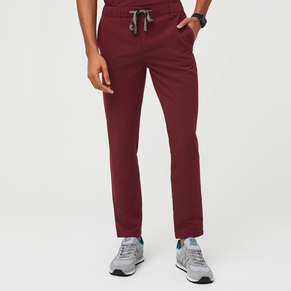 men's Burgundy Daga - Slim Scrub Pants
