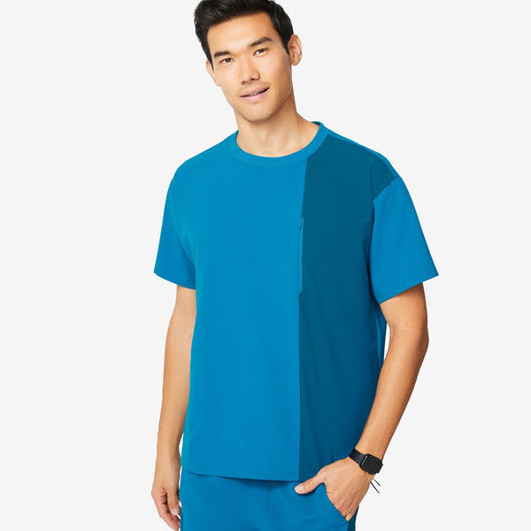 men's Alps Blue Kadoma - Crew Scrub Top