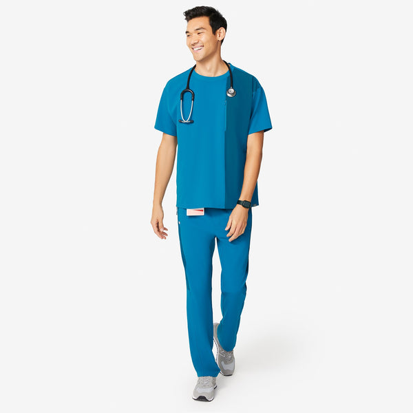 men's Alps Blue Kadoma - Crew Scrub Top