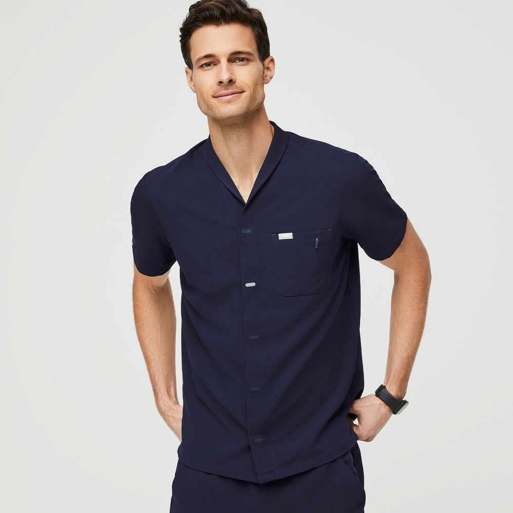 men's Navy Moree - Classic Collared Scrub Top