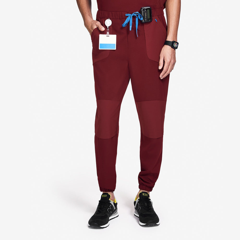 men's Burgundy Mickey Mouse - Slim Jogger Scrub Pants