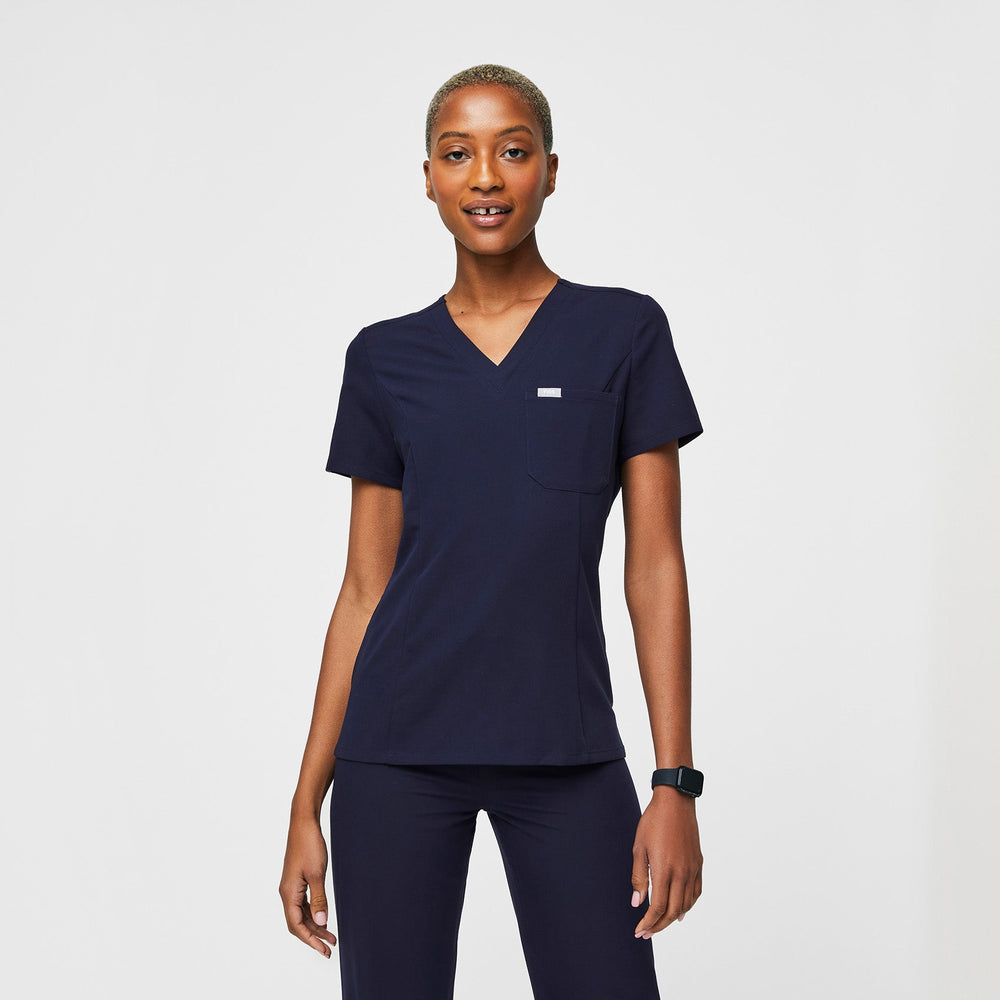 women's Navy Slim Catarina™ - One-Pocket Scrub Top