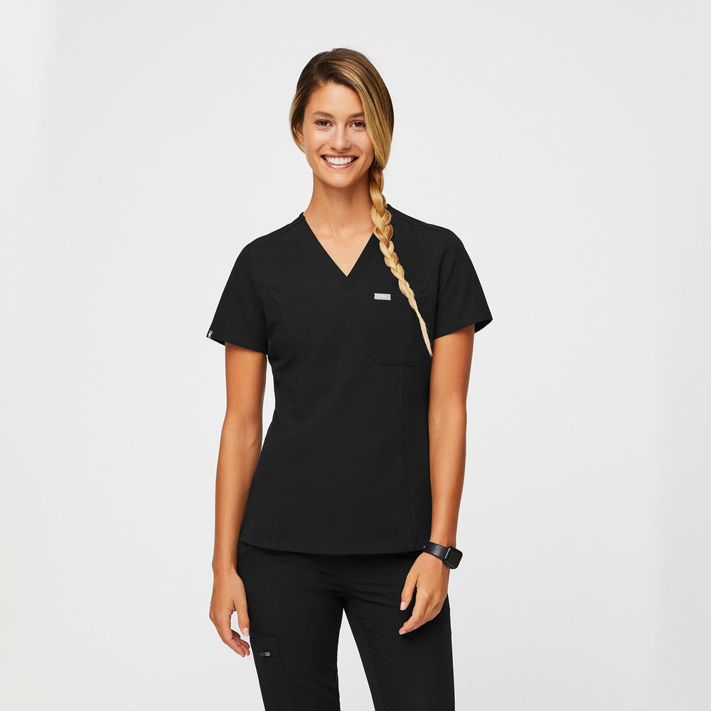 women's Black Slim Catarina™ - One-Pocket Scrub Top