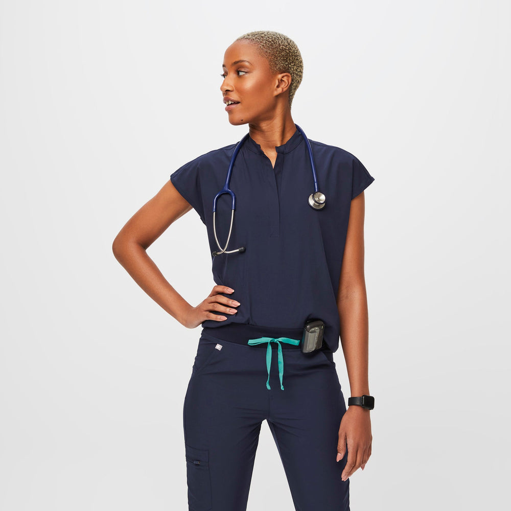 women's Navy FREEx™ Rafaela - Oversized Scrub Top