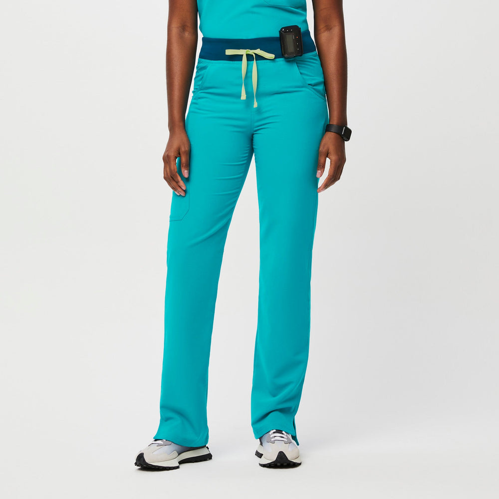 women's Teal Kade™ High Waisted - Petite Cargo Scrub Pants